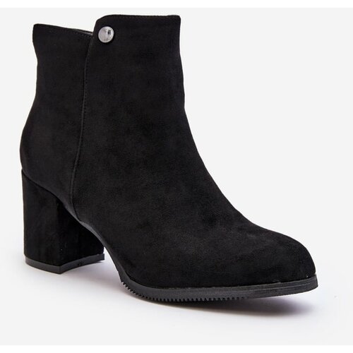 Kesi Suede women's high-heeled ankle boots Black Selela Cene