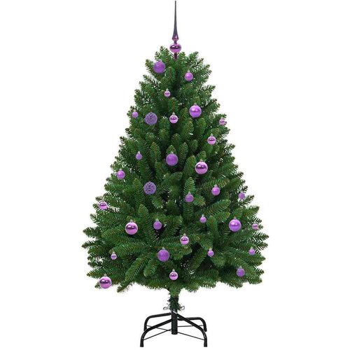 VidaXL Umjetno božićno drvce S LED lampica Zelena 150 cm PVC i metal Slike