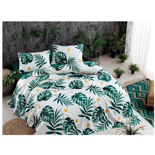 EnLora Home Bombažno pregrinjalo za posteljo Russno Jungle, 200 x 235 cm Slike