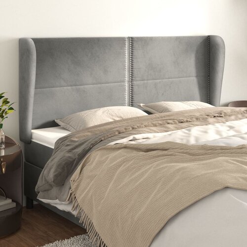  Uzglavlje s u&amp;scaron;ima svjetlosivo 203x23x118/128 cm bar&amp;scaron;unasto Slike