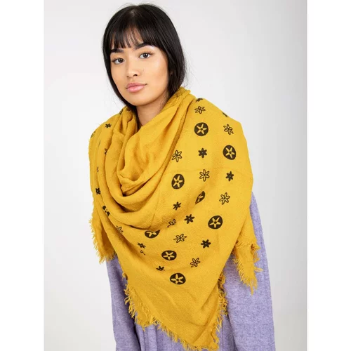Fashion Hunters Yellow women's scarf with a print