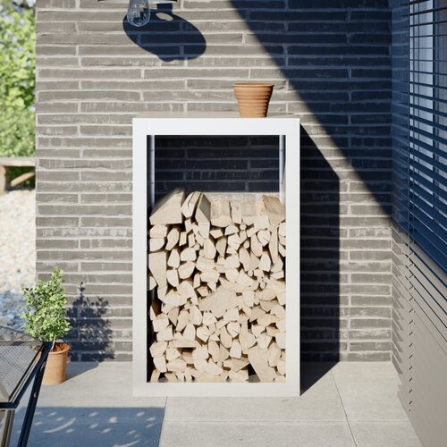 VidaXL Stalak za drva za ogrjev bijeli 60x40x100 cm čelični Slike