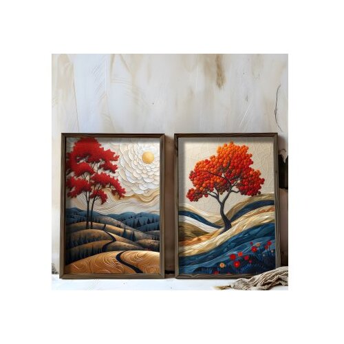 Wallity dekorativna slika HUM102, 50x70x3,5cm, 2 dela Cene
