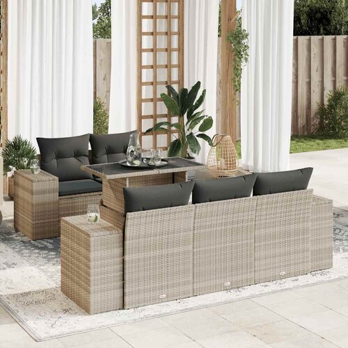 vidaXL 6-dijelni set vrtnih sofa od poliratana s jastucima svjetlosivi Cijene