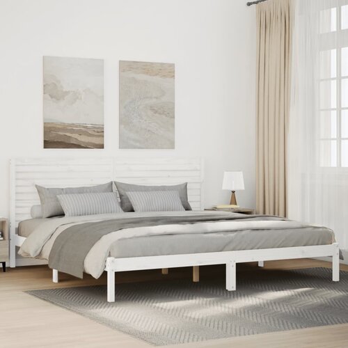  Dugi okvir kreveta bez madraca bijeli 200 x 210 cm masivno drvo Cene