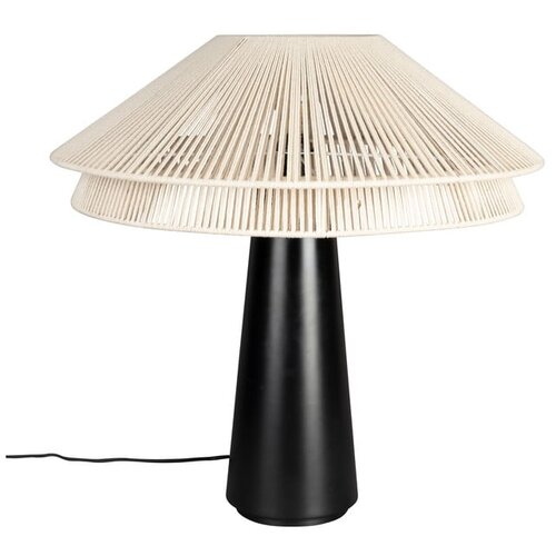 Dutchbone Črna/bela namizna svetilka s tekstilnim senčilom (višina 62 cm) Elon – Cene