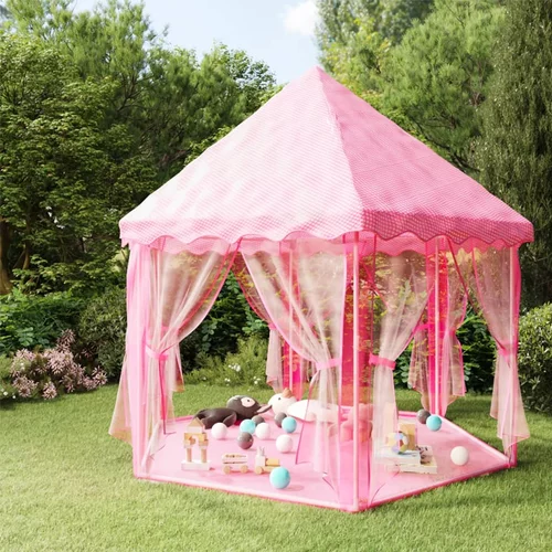 vidaXL Šator za igru princeze s 250 loptica ružičasti 133 x 140 cm