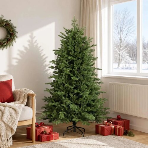  Umjetno božićno drvce s nogom 180 cm PVC i metal Zelena - 180 cm bez LED svjetala Cijene