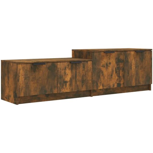 Maison Chic TV omarica - TV stojalo - Televizijska omarica dimljeni hrast 158,5x36x45 cm konstruiran les, (21699865) Slike