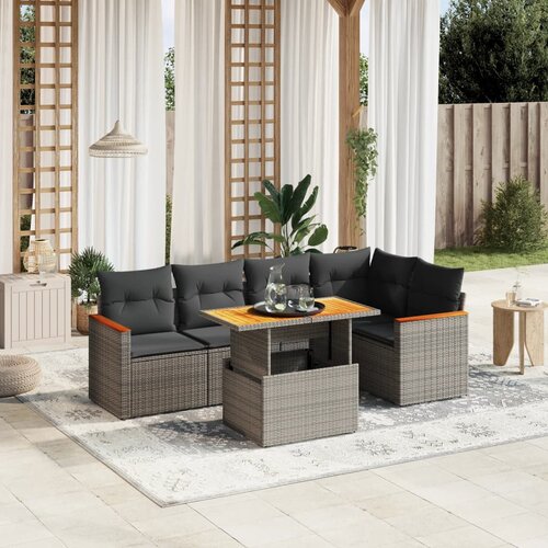 vidaXL 6-dijelni set vrtnih sofa od poliratana s jastucima sivi Cijene
