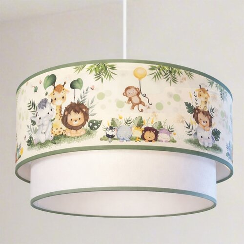  Brilagi-LED Dečiji luster na sajli BOBO 1xE27/10W/230V prečnik 40 cm krem./zel./džungla Slike