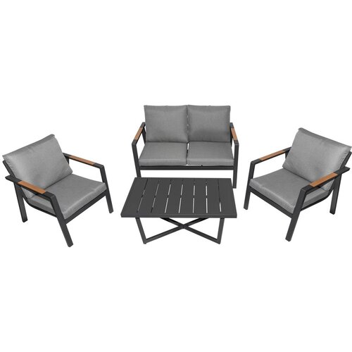  Aluminijski vrtni namje&amp;scaron;taj Sofa + dvije fotelje + stol sive boje Slike