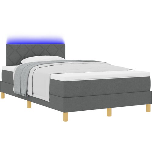 vidaXL Posteljni okvir s matrom in LED temno siva 120x190 cm tkanina Cene