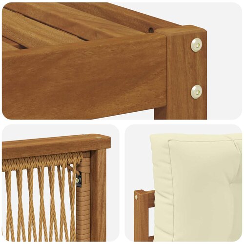 Set vanjskih sofa 10 kom. Prirodna i krem Čvrsto drvo akacije Slike