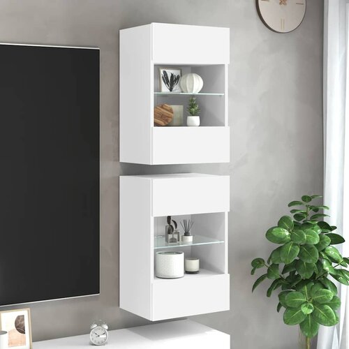  Zidni ormarići s LED svjetlima za TV 2 kom bijeli 40x30x60,5 cm Cijene