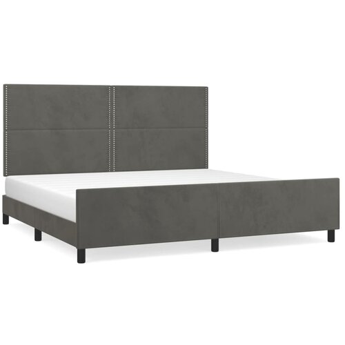 VidaXL Posteljni okvir z vzglavjem temno siv 200x200 cm žamet, (20739719) Slike