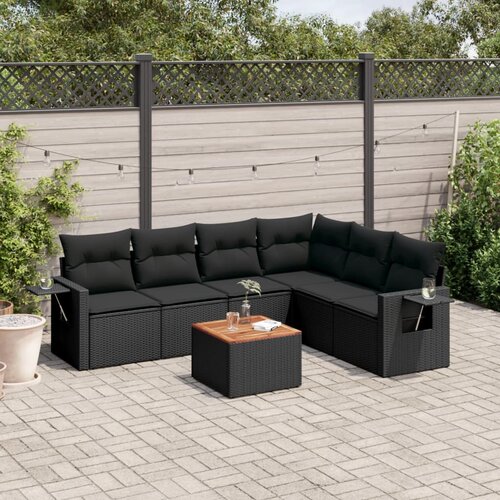 vidaXL 7-dijelni set vrtnih sofa od poliratana s jastucima crni Cijene