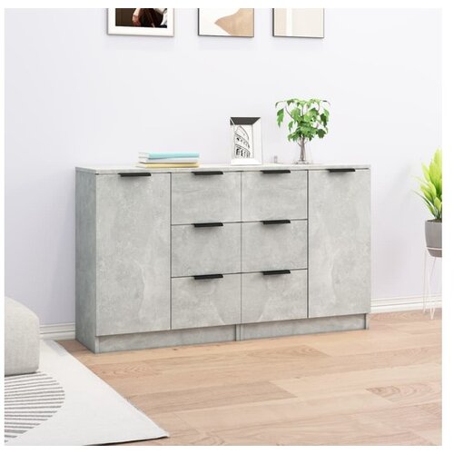  Komoda 2 kosa betonsko siva 60x30x70 cm konstruiran les Cene