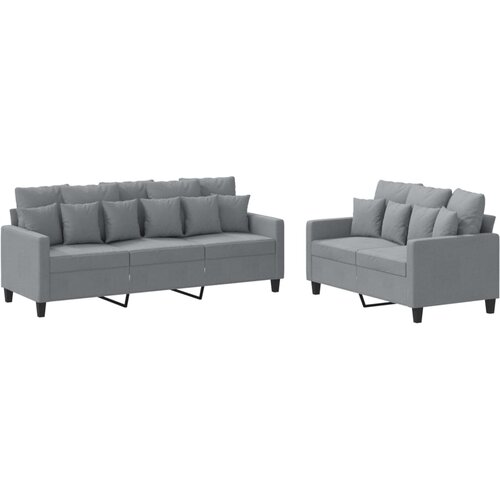  2-dijelni set sofa s jastucima svjetlosivi od tkanine Slike