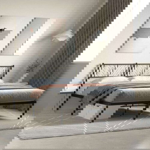 Metalni okvir za krevet s uzglavljem crni 120x200 cm Slike