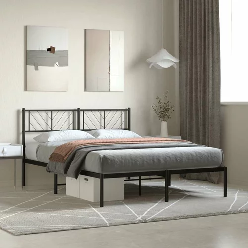 Metalni okvir za krevet s uzglavljem crni 120x200 cm