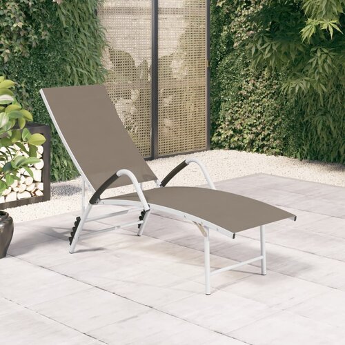 VidaXL Ležalnik iz tekstila in aluminija taupe, (20662662) Slike