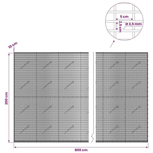 Gabion s žicom debljine 3 5 mm i mrežom 5x2 5 cm 800x10x200 cm - 10 cm 200 cm 800 x 230 cm Slike