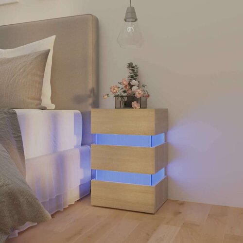  LED noćni ormarić boja hrasta 45 x 35 x 67 konstruirano drvo Cijene