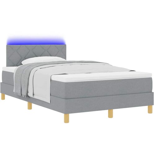  LED Box Spring Krevet Svijetlo siva 120 x 200 cm tkanina Slike