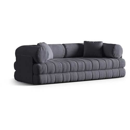 Cosmopolitan Design Temno siva raztegljiva sedežna garnitura iz tkanine boucl&amp;eacute; 206 cm Kemi &amp;ndash; Slike
