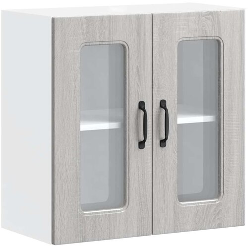 Maison Chic Kuhinjska stenska omarica - Kuhinjska omarica s steklenimi vrati Kalmar siva iu1374, (22063961) Slike