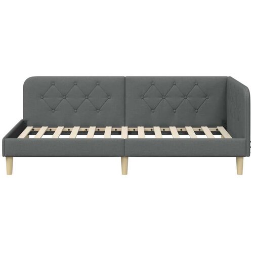  Kutni okvir kreveta s uzglavljem Tamno siva 90 x 200 cm tkanina Slike