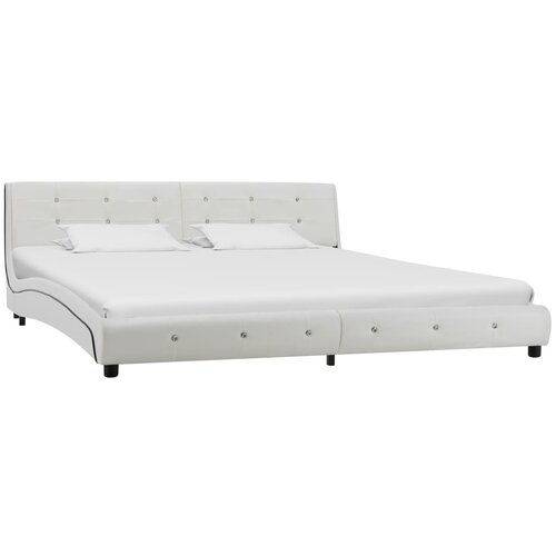 VidaXL Posteljni okvir belo umetno usnje 180x200 cm Slike
