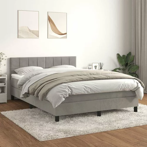  Box spring postelja z vzmetnico svetlo siva 140x200 cm žamet, (20723405)