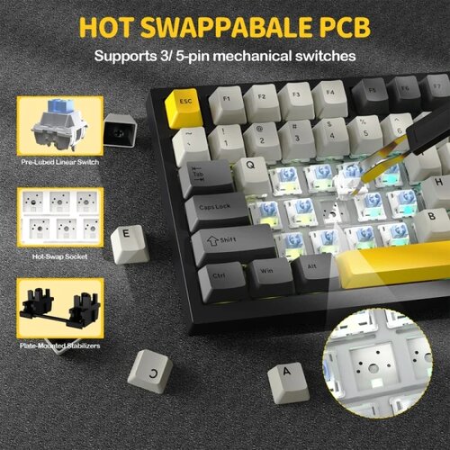 Attack Shark bežična gaming tastatur X820Ultra mehanička/trimode/tft screen/gasket/starry black Slike