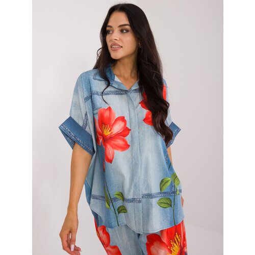 Fashion Hunters Blue oversize shirt from the set Slike