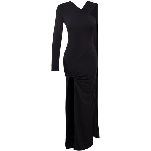 Trendyol Limited Edition Black Knitted Long Evening Evening Dress Cene