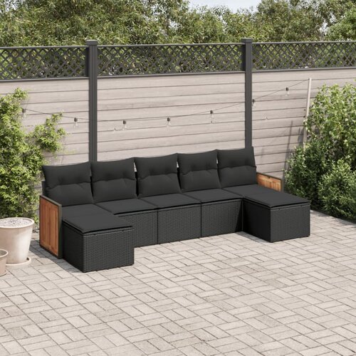 vidaXL 7-dijelni set vrtnih sofa od poliratana s jastucima crni Cijene