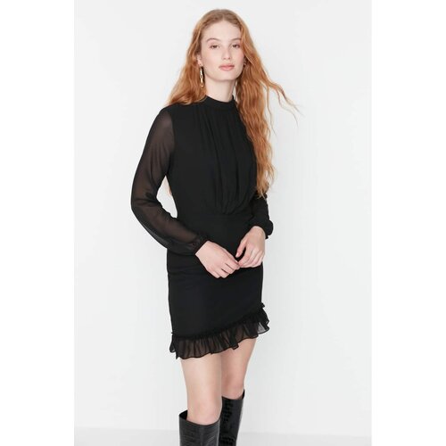 Trendyol Black Standing Collar Dress Slike