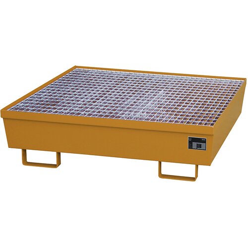 eurokraft pro jeklena prestrezna kadica z robnimi profili, za 4 sode po 200 l, dxš 1200 x 1200 mm, oranžne barve ral 2000 Cene