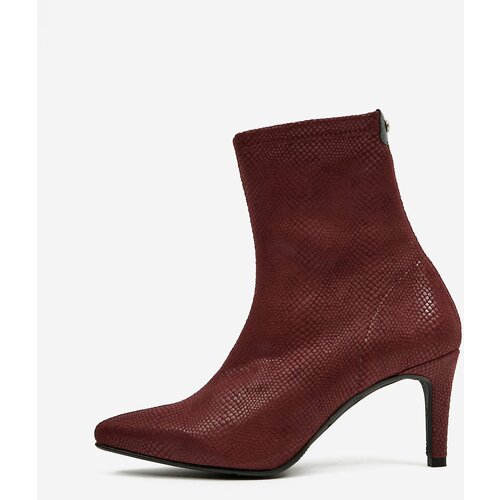 OJJU Burgundy ankle boots in suede with snake pattern Cene