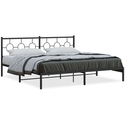Metalni okvir za krevet s uzglavljem crni 200x200 cm Slike