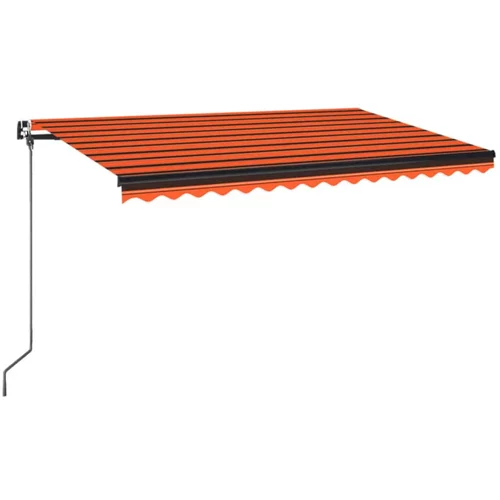 vidaXL Ročno zložljiva tenda z LED lučmi 450x350 cm oranžna in rjava, (20966222)