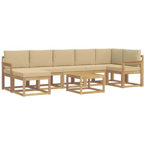 vidaXL Zunanja garnitura za sedenje 8 pcs Bela in bež Poliester, (5000282386) Cene