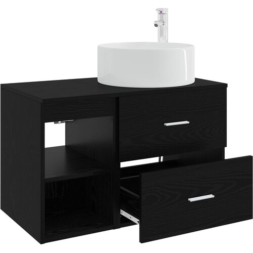  Set namje&amp;scaron;taja za kupaonicu 2 kom. Crni hrast Konstruirano drvo Crna 49,5 x 44,5 x 80 cm Slike