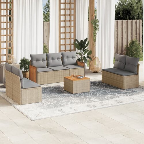 vidaXL 8-dijelni set vrtnih sofa od poliratana s jastucima bež Cijene