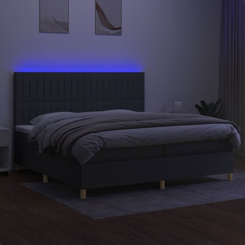 box spring s madracem LED tamnosivi 200x200 cm tkanina Slike