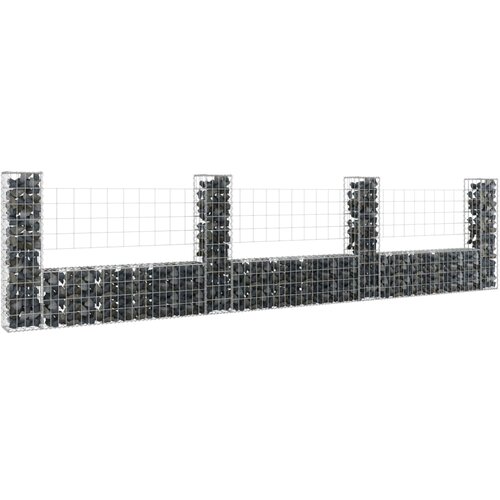VidaXL Gabionska ko&amp;scaron;ara U-oblika s 4 stupa 380 x 20 x 100 cm željezna Slike