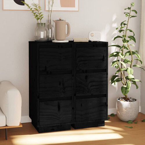 The Living Store Komoda 2 kosa črna 32x34x75 cm trdna borovina - Komoda, (21661960) Slike