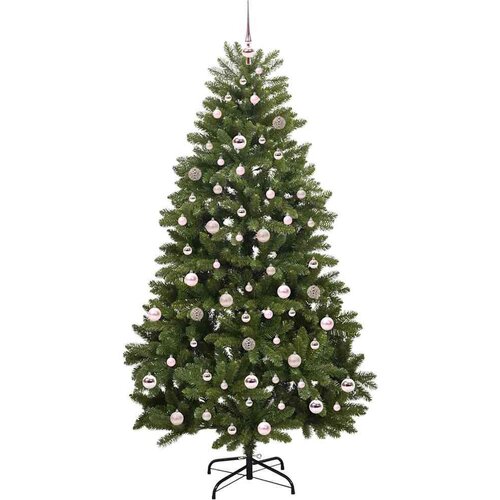 VidaXL Umjetno božićno drvce S LED lampica Zelena 210 cm PVC i metal Slike